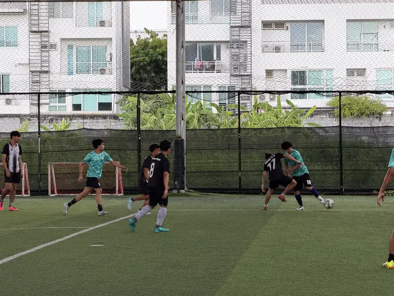 A tackle in midfield